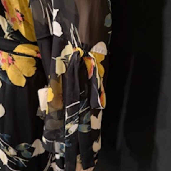 International Concepts Black Floral Chiffon Midi Dress 16 - Picture 8 of 11